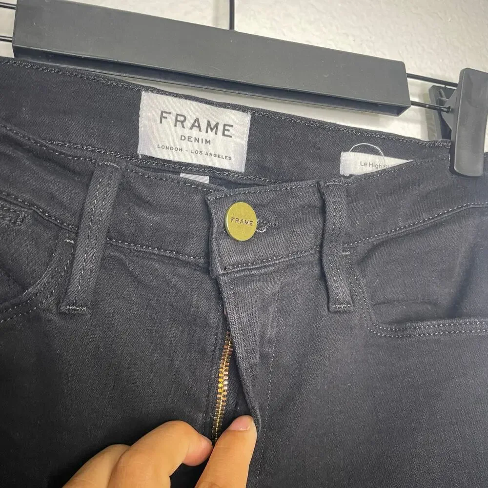 Frame Womens Jeans Size 24 Black Le High Skinny Leg Denim Casual Wear